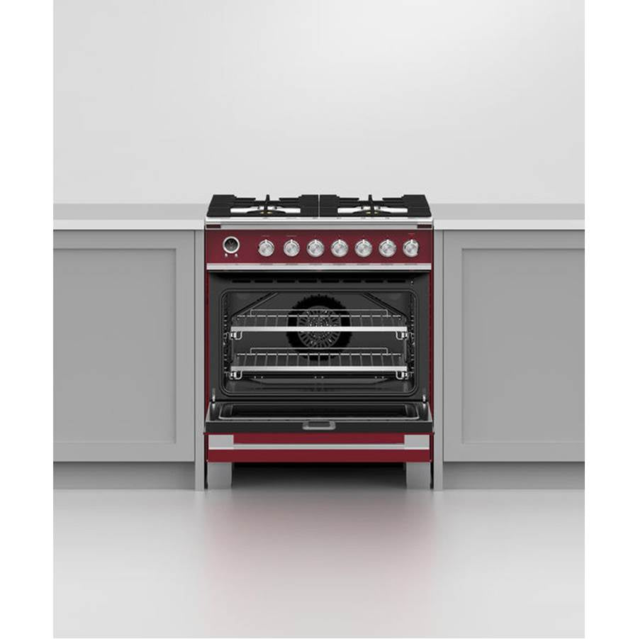 30'' Range, 4 Burners, Self-cleaning, Red