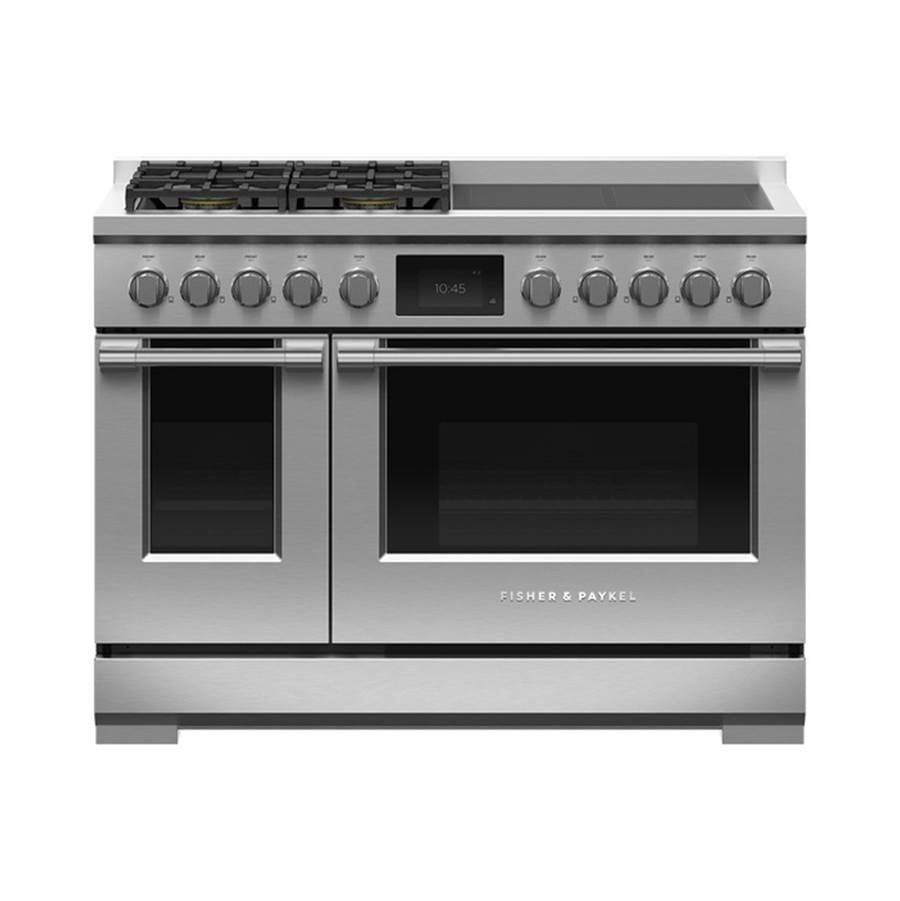 Fisher & Paykel - 48' Range, 4 Zone Induction with SmartZone & 4 Burner Gas, Self-cleaning, LPG - Stainless Steel