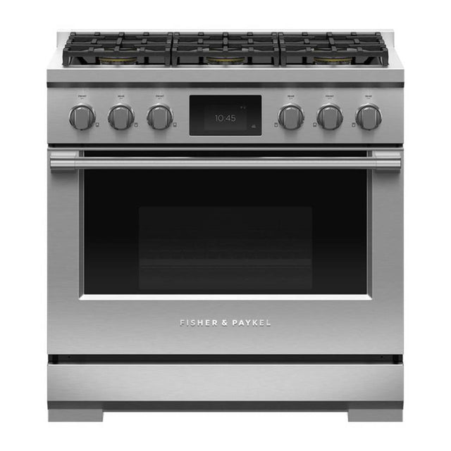 Fisher & Paykel - 36' Range, 6 Burners, Self-cleaning, Natural Gas - Stainless Steel
