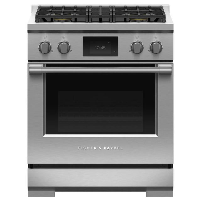 Fisher & Paykel - 30' Range, 4 Burners, Self-cleaning, Natural Gas - Stainless Steel