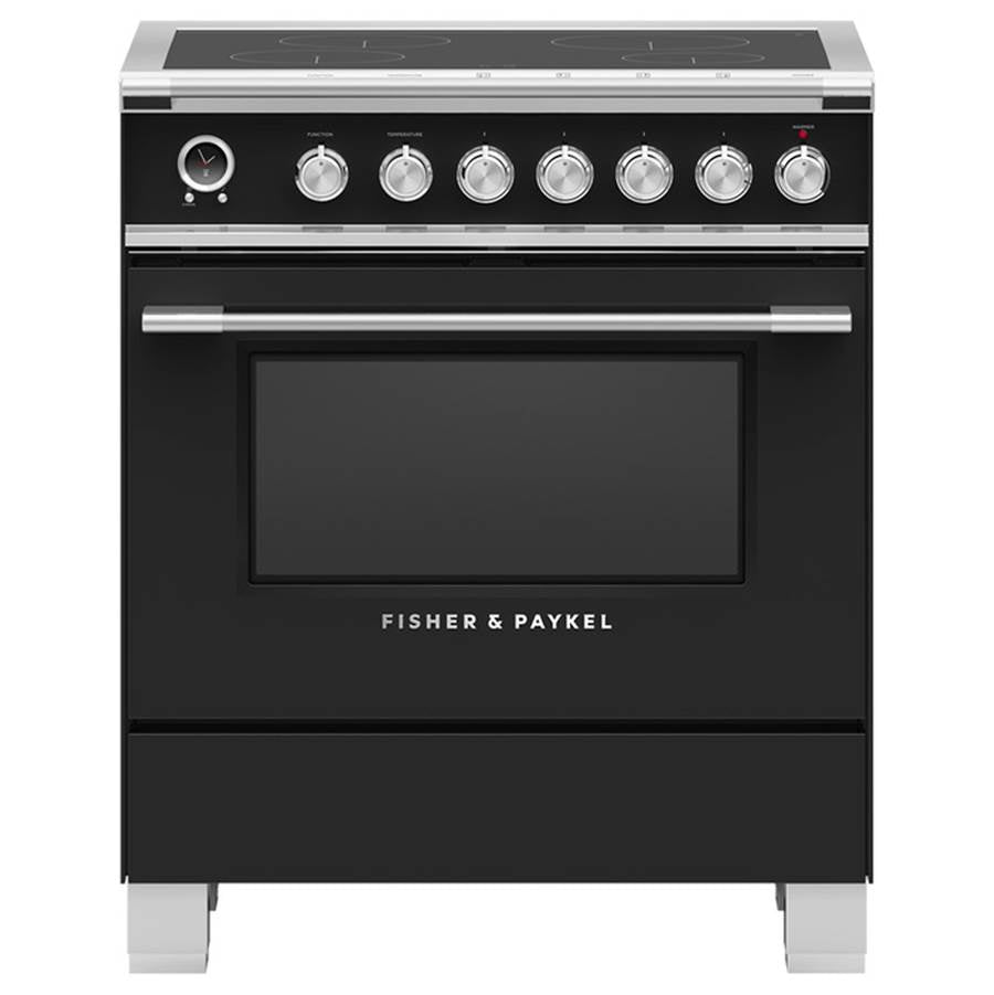 Fisher & Paykel - 30'' Range, 4 Zones, Self-cleaning, Black - Black