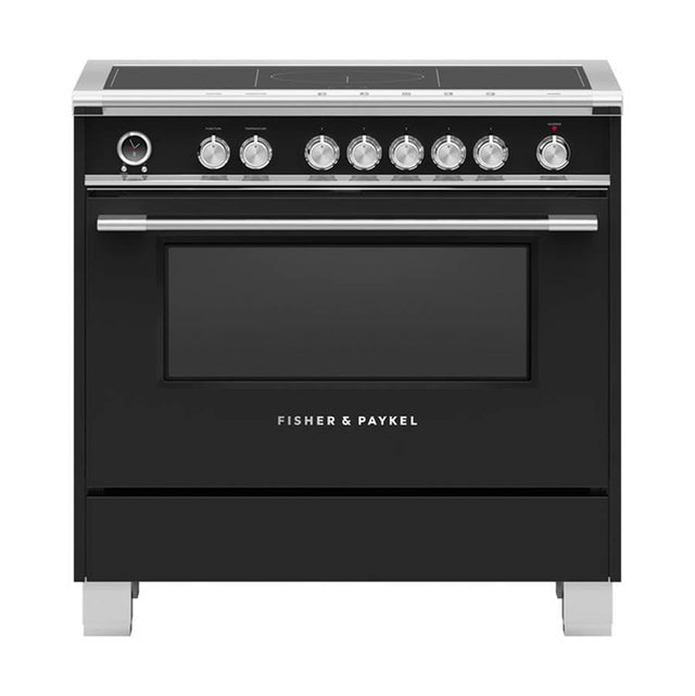 Fisher & Paykel - 36'' Range, 5 Zones with SmartZone, Self-cleaning, Black - Black