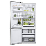 25'' Bottom Mount Refrigerator Freezer, Stainless Steel, 13.5 cu ft, Ice & External Water, Counter Depth, Left Hinge, Contemporary Square Handle