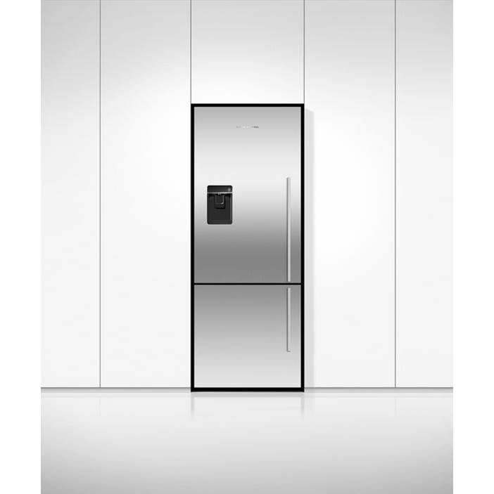 25'' Bottom Mount Refrigerator Freezer, Stainless Steel, 13.5 cu ft, Ice & External Water, Counter Depth, Left Hinge, Contemporary Square Handle