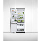25'' Bottom Mount Refrigerator Freezer, Stainless Steel, 13.5 cu ft, Ice & External Water, Counter Depth, Left Hinge, Contemporary Square Handle