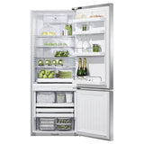 25'' Bottom Mount Refrigerator Freezer, Stainless Steel, 13.5 cu ft, Ice & External Water, Counter Depth, Right Hinge, Contemporary Square Handle