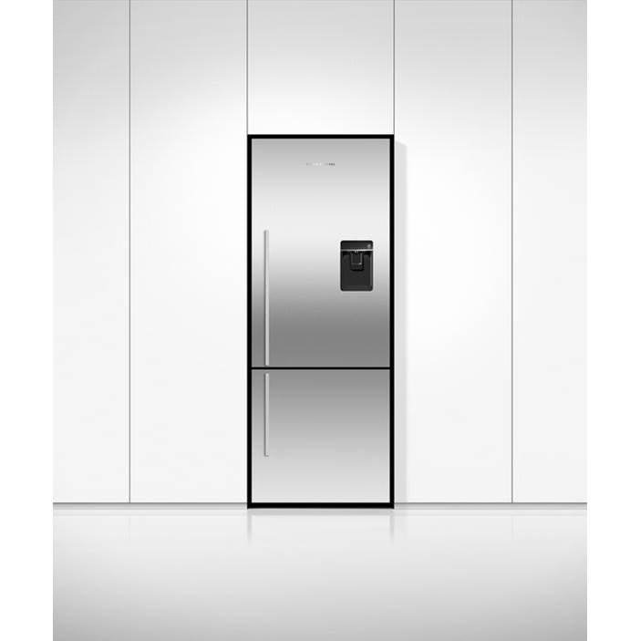 25'' Bottom Mount Refrigerator Freezer, Stainless Steel, 13.5 cu ft, Ice & External Water, Counter Depth, Right Hinge, Contemporary Square Handle