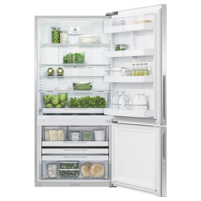 32'' Bottom Mount Refrigerator Freezer, Stainless Steel, 17.5 cu ft, Non Ice & Water, Counter Depth, Left Hinge, Recessed Handles