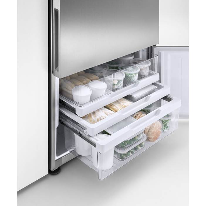 32'' Bottom Mount Refrigerator Freezer, Stainless Steel, 17.5 cu ft, Non Ice & Water, Counter Depth, Right Hinge, Recessed Handles