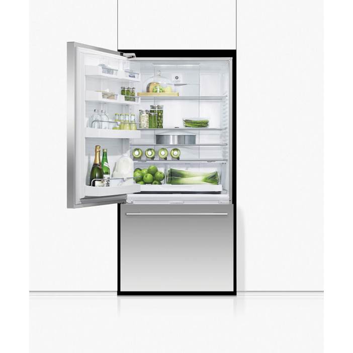 32'' Bottom Mount Refrigerator Freezer, Stainless Steel, 17.1 cu ft, Ice Only, Counter Depth, Right Hinge, Contemporary Square Handle