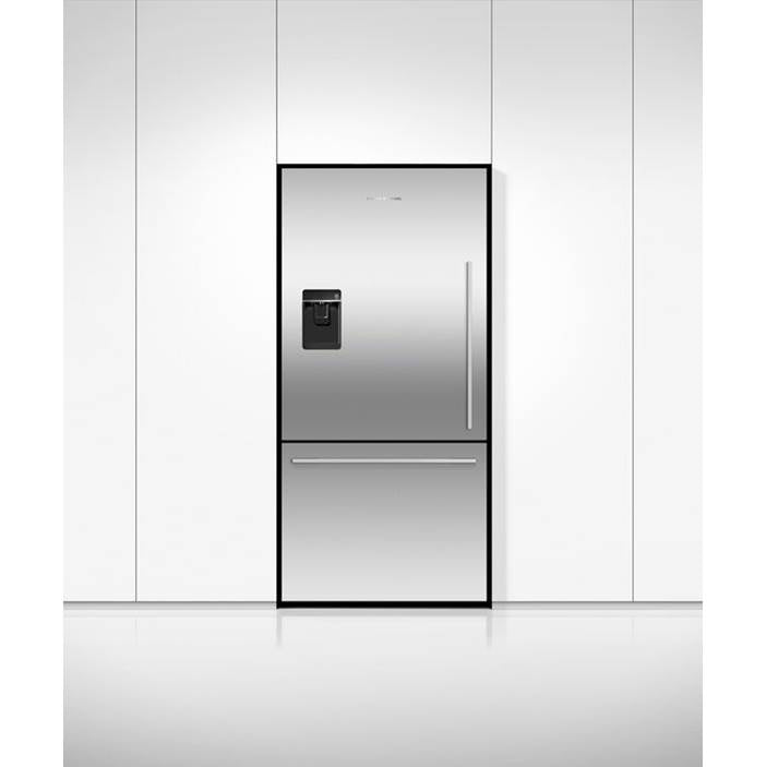 32'' Bottom Mount Refrigerator Freezer, Stainless Steel, 17.1 cu ft, Ice & External Water, Counter Depth, Left Hinge, Contemporary Square Handle
