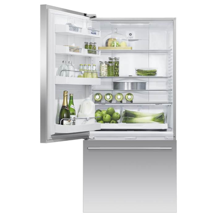 32'' Bottom Mount Refrigerator Freezer, Stainless Steel, 17.1 cu ft, Non Ice & Water, Counter Depth, Left Hinge, Contemporary Square Handle