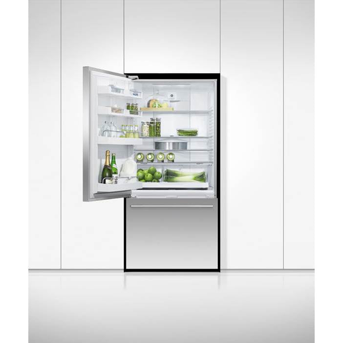 32'' Bottom Mount Refrigerator Freezer, Stainless Steel, 17.1 cu ft, Non Ice & Water, Counter Depth, Left Hinge, Contemporary Square Handle