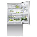 32'' Bottom Mount Refrigerator Freezer, Stainless Steel, 17.1 cu ft, Ice & External Water, Counter Depth, Right Hinge, Contemporary Square Handle