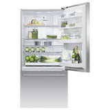 32'' Bottom Mount Refrigerator Freezer, Stainless Steel, 17.1 cu ft, Non Ice & Water, Counter Depth, Right Hinge, Contemporary Square Handle
