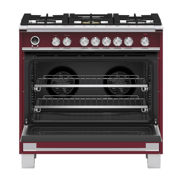 36'' Range, 5 Burners, Self-cleaning, Red