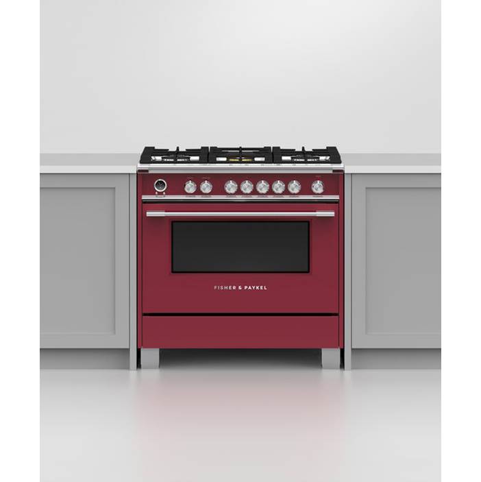 36'' Range, 5 Burners, Self-cleaning, Red