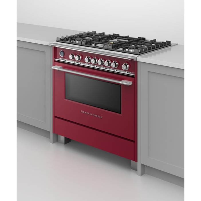 36'' Range, 5 Burners, Self-cleaning, Red