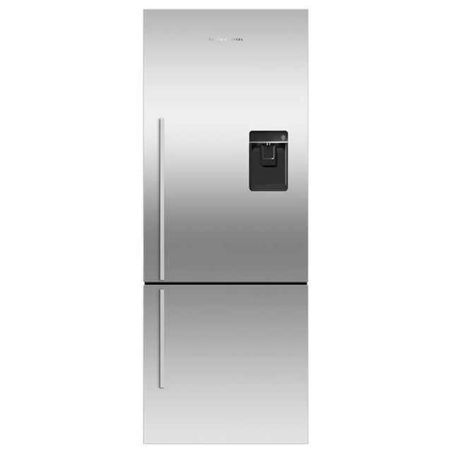 Fisher & Paykel - 25'' Bottom Mount Refrigerator Freezer, Stainless Steel, 13.5 cu ft, Ice & External Water, Counter Depth, Right Hinge, Contemporary Square Handle - Stainless Steel