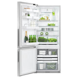 25'' Bottom Mount Refrigerator Freezer, Stainless Steel, 13.5 cu ft, Non Ice & Water, Counter Depth, Left Hinge, Recessed Handle