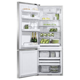 25'' Bottom Mount Refrigerator Freezer, Stainless Steel, 13.5 cu ft, Ice Only, Counter Depth, Left Hinge, Contemporary Square Handle