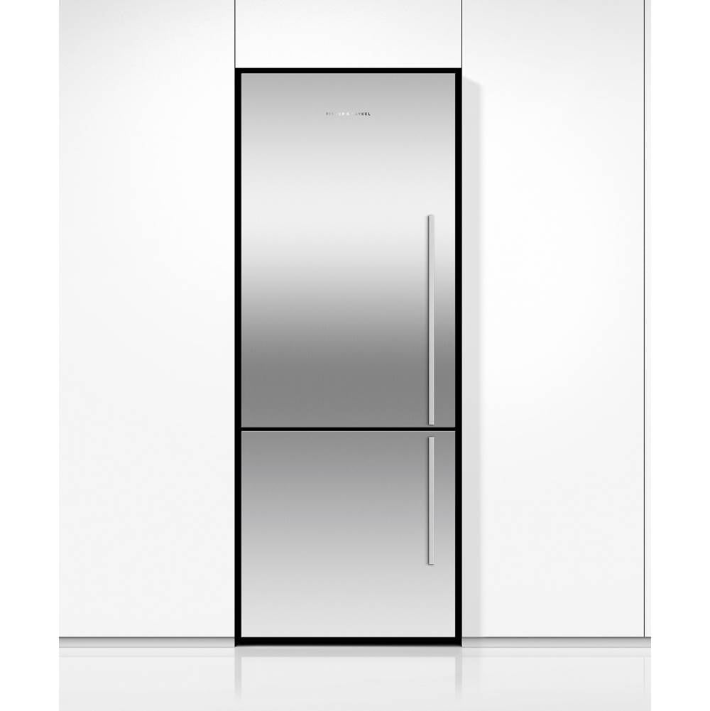 25'' Bottom Mount Refrigerator Freezer, Stainless Steel, 13.5 cu ft, Ice Only, Counter Depth, Left Hinge, Contemporary Square Handle