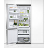 25'' Bottom Mount Refrigerator Freezer, Stainless Steel, 13.5 cu ft, Ice Only, Counter Depth, Left Hinge, Contemporary Square Handle