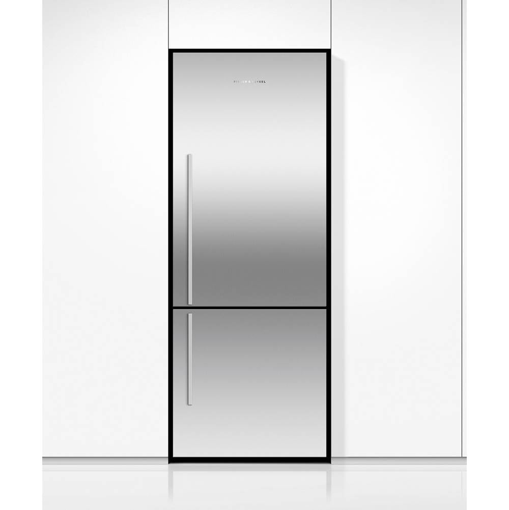 25'' Bottom Mount Refrigerator Freezer, Stainless Steel, 13.5 cu ft, Ice Only, Counter Depth, Right Hinge, Contemporary Square Handle