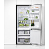 25'' Bottom Mount Refrigerator Freezer, Stainless Steel, 13.5 cu ft, Ice Only, Counter Depth, Right Hinge, Contemporary Square Handle
