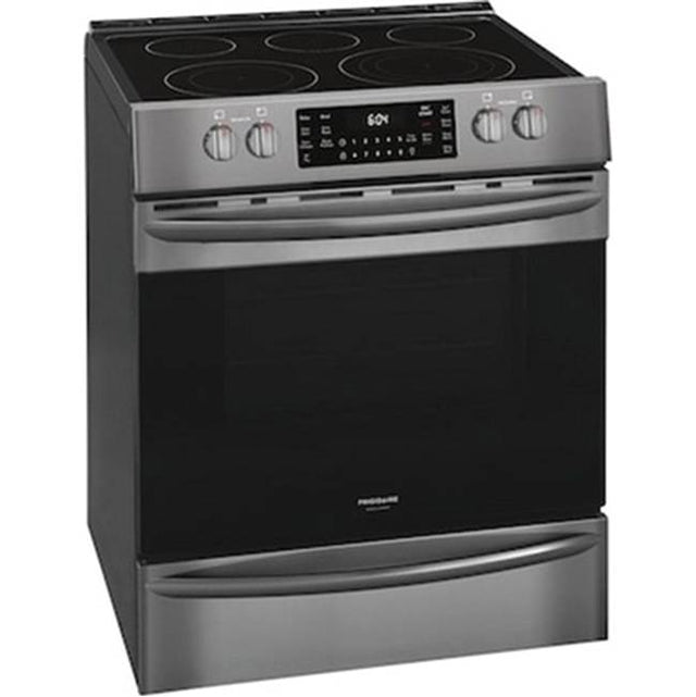 Frigidaire - 30'' Front Control Electric Range with Air Fry - Black Stainless Steel
