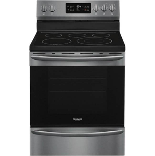 Frigidaire - 30'' Freestanding Electric Range with Steam Clean - Black Stainless Steel