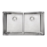 Franke - Cube 31.5-in. x 17.7-in. 18 Gauge Stainless Steel Undermount Double Bowl Kitchen Sink - CUX120 - Stainless Steel