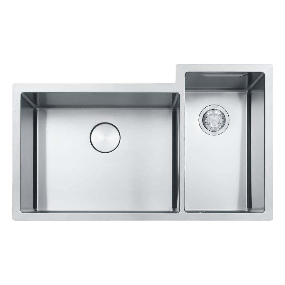 Franke - Culinary Center 35-in.  x 21-in. 19 Gauge Stainless Steel Undermount Double Bowl Kitchen Sink Workstation - CUX16021-W