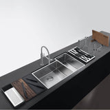 Culinary Center 35-in.  x 21-in. 19 Gauge Stainless Steel Undermount Double Bowl Kitchen Sink Workstation - CUX16021-W
