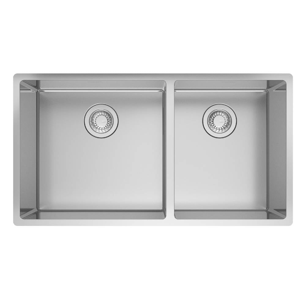 Franke - Cube 32.56-in. x 17.7-in. 18 Gauge Stainless Steel Undermount Double Bowl Kitchen Sink - CUX16032