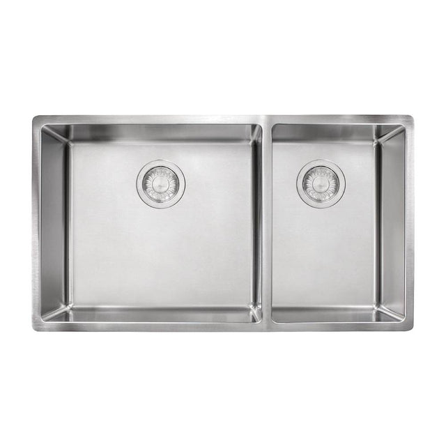 Franke - Cube 31.5-in. x 17.7-in. 18 Gauge Stainless Steel Undermount Double Bowl Kitchen Sink - CUX160 - Stainless Steel