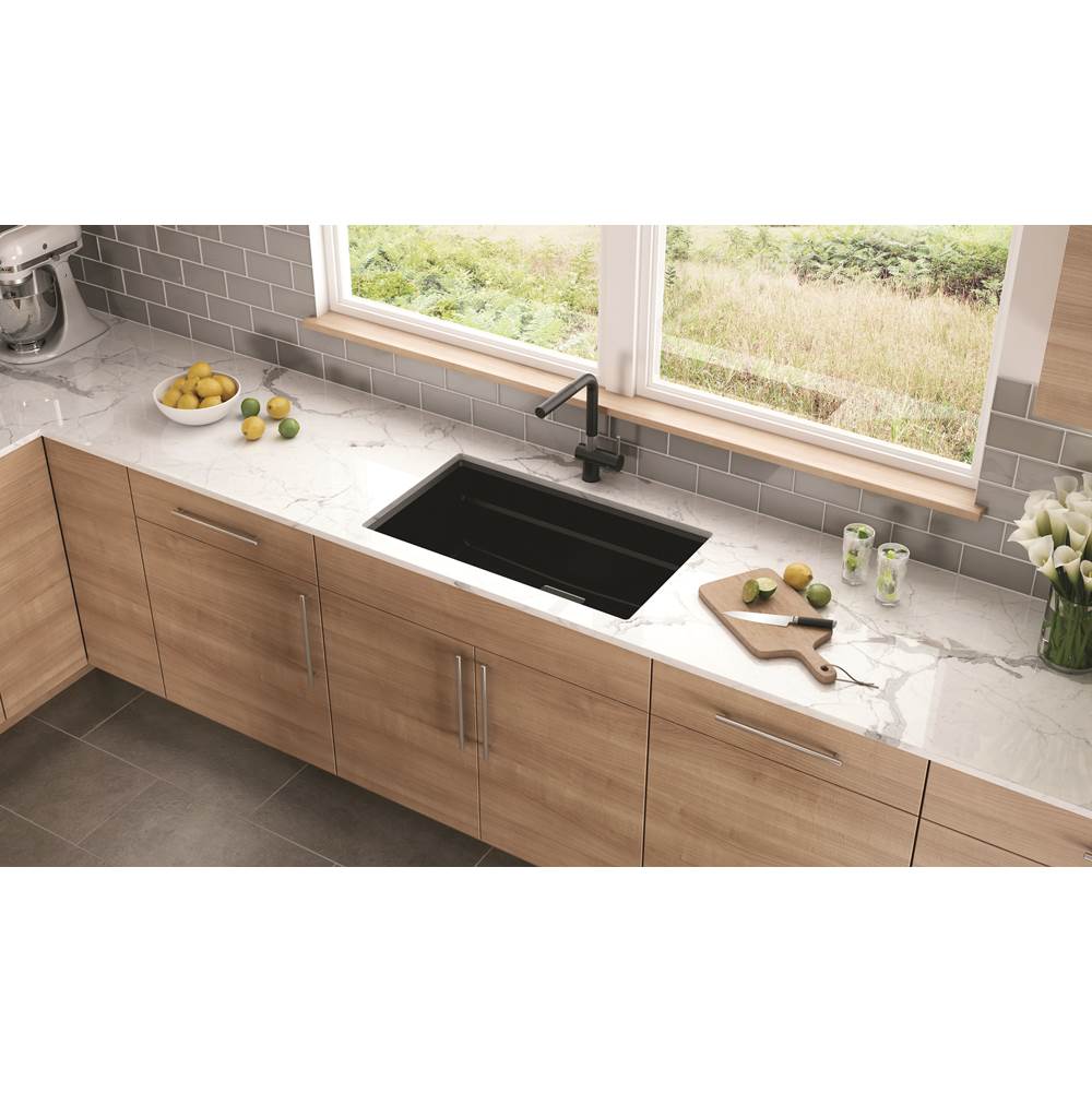 Peak 32.0-in. x 18.8-in. Granite Undermount Single Bowl Kitchen Sink in Onyx