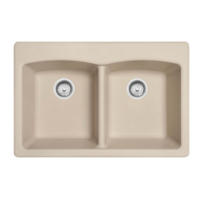 Franke - Ellipse 33.0-in. x 22.0-in. Granite Dual Mount Double Bowl Kitchen Sink in Champagne - Champagne