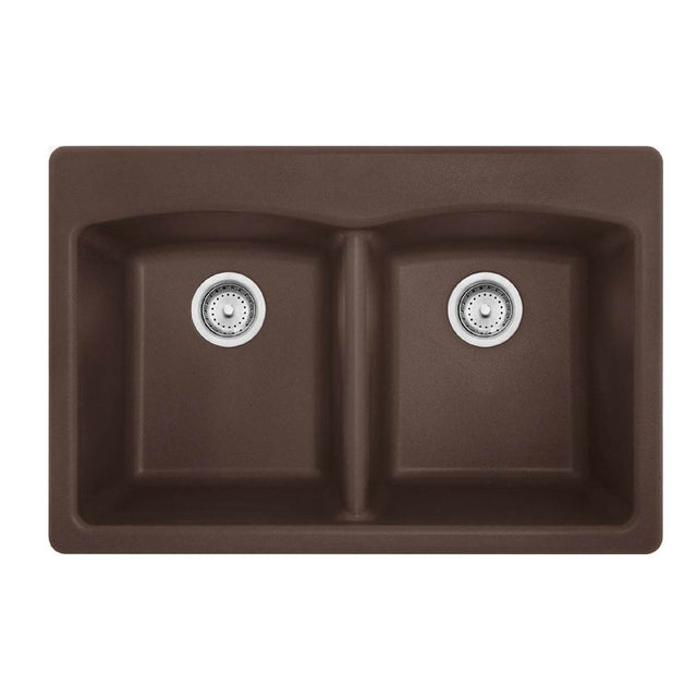 Franke - Ellipse 33.0-in. x 22.0-in. Granite Dual Mount Double Bowl Kitchen Sink in Mocha