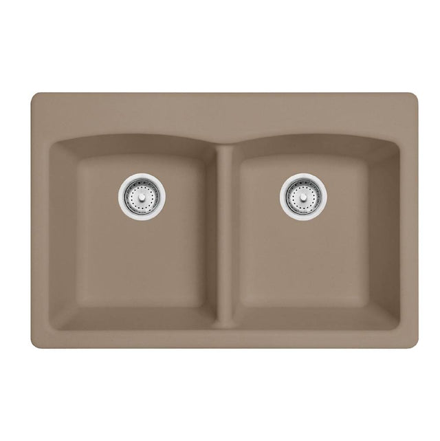 Franke - Ellipse 33.0-in. x 22.0-in. Granite Dual Mount Double Bowl Kitchen Sink in Oyster