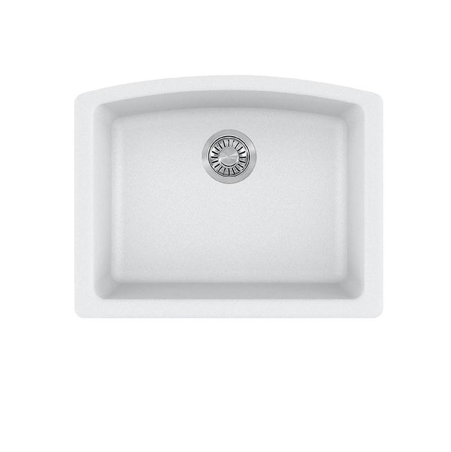 Franke - Ellipse 25.0-in. x 19.6-in. Granite Undermount Single Bowl Kitchen Sink in Polar White