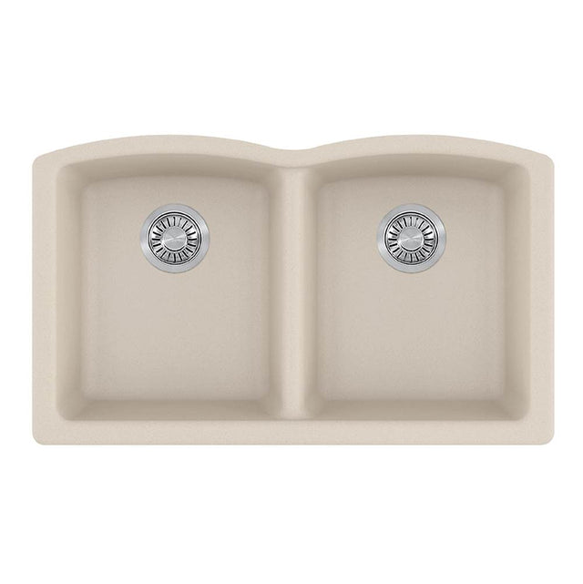 Franke - Ellipse 33.0-in. x 19.7-in. Champagne Granite Undermount Double Bowl Kitchen Sink - ELG120CHA - Champagne