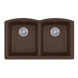 Franke - Ellipse 33.0-in. x 19.7-in. Mocha Granite Undermount Double Bowl Kitchen Sink - ELG120MOC - Mocha