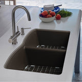Ellipse 33.0-in. x 19.7-in. Polar White Granite Undermount Double Bowl Kitchen Sink - ELG120MBK