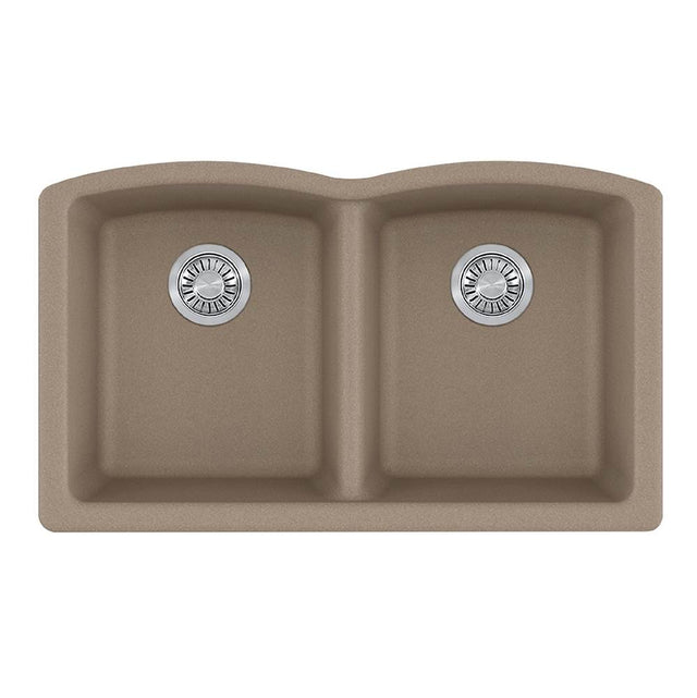 Franke - Ellipse 33.0-in. x 19.7-in. Oyster Granite Undermount Double Bowl Kitchen Sink - ELG120OYS - Oyster