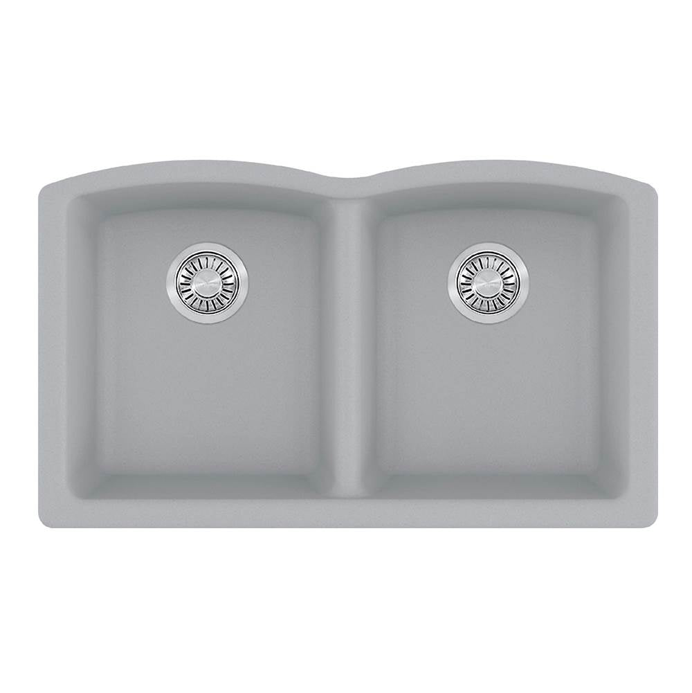 Franke - Ellipse 33.0-in. x 19.7-in. Stone Grey Granite Undermount Double Bowl Kitchen Sink - ELG120OSHG - Shadow Grey