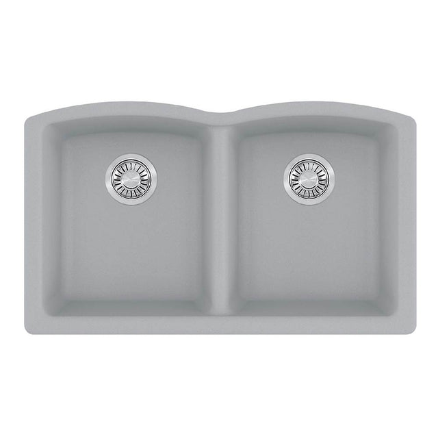 Franke - Ellipse 33.0-in. x 19.7-in. Stone Grey Granite Undermount Double Bowl Kitchen Sink - ELG120OSHG - Shadow Grey