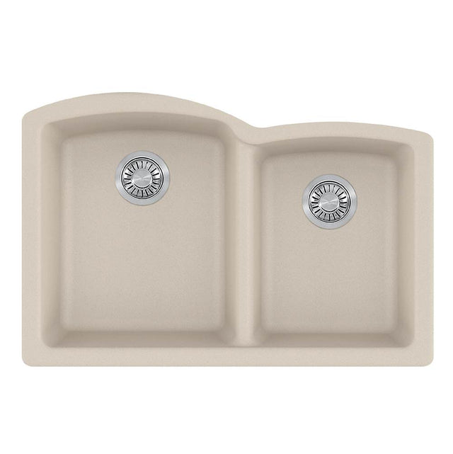 Franke - Ellipse 33.0-in. x 21.7-in. Champagne Granite Undermount Double Bowl Kitchen Sink - ELG160CHA - Champagne