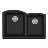 Franke - Ellipse 33.0-in. x 21.7-in. Matte Black Granite Undermount Double Bowl Kitchen Sink - ELG160MBK - Matte Black