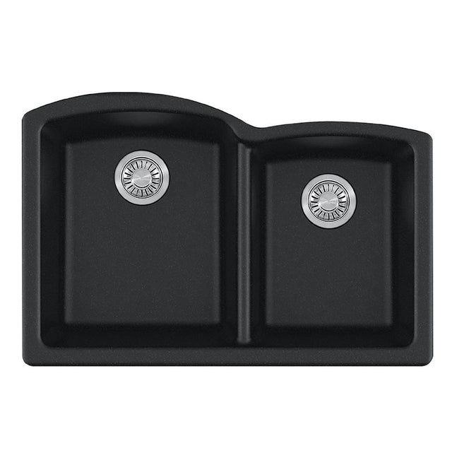 Franke - Ellipse 33.0-in. x 21.7-in. Onyx Granite Undermount Double Bowl Kitchen Sink - ELG160ONY - Onyx